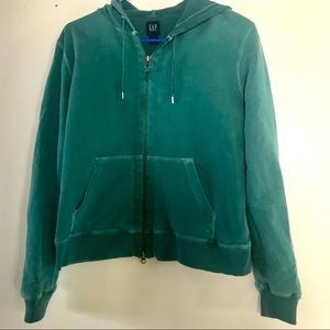 Gap Thermal Lined LS Green Zipper Down Hoodie